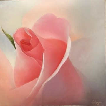 Painting of a pink rose by Vesal Yaghoobi